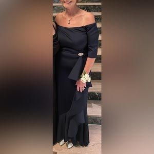 Eliza J designer, size 6 , Navy blue off the shoulder formal dress.